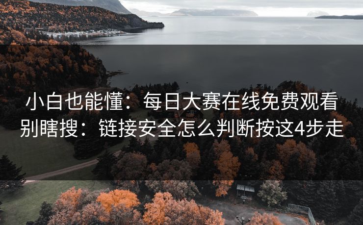 小白也能懂：每日大赛在线免费观看别瞎搜：链接安全怎么判断按这4步走